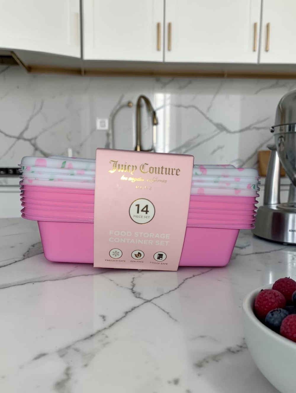 Juicy Couture Pink Stackable 14-Piece Food Storage Set